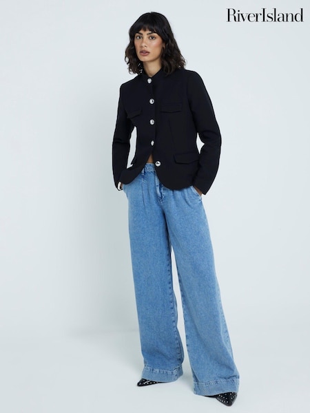 River Island Mid Rise Tailored Baggy Jeans (AV6126) | €70
