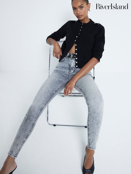 River Island Grey High Rise Super Skinny Jeans (AV6169) | €73