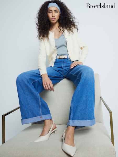 River Island Super Wide Leg 100% Cotton Jeans (AV6198) | 75 €