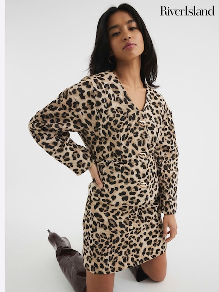 River Island Petite Leopard Print Sculpt Jacket (AV6229) | €109
