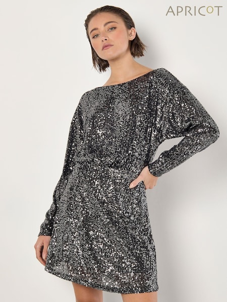 Apricot Grey Mini Flat Sequin Cowl Back Dress (AV6271) | €46