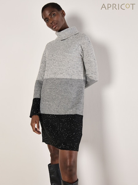Apricot Black Fleck Knit Ribbed Jumper Dress (AV6275) | €24