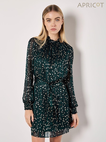 Apricot Green Gold Foil Scattered Dot Dress (AV6290) | €59
