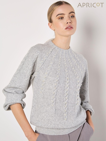 Apricot Grey Graduated Line Pearl Jumper (AV6292) | €50