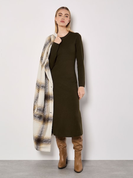 Apricot Green Knitted Clean Long Sleeve Midaxi Dress (AV6309) | €59