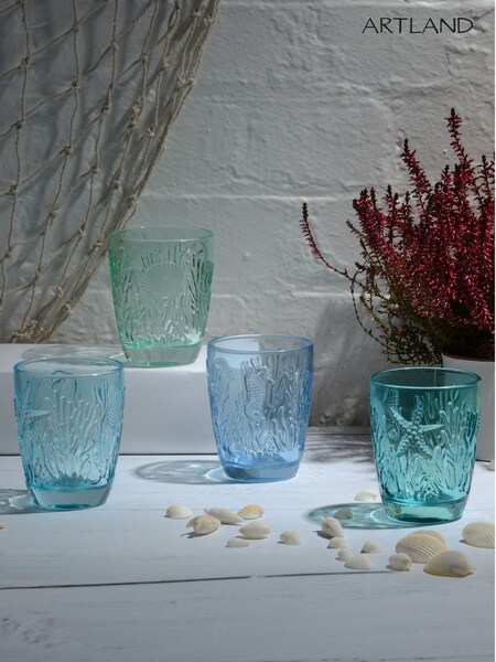 Artland Set of 4 Blue Marine DOF Tumblers (AV6364) | 134 QAR