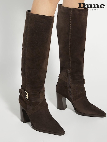 Dune London Tan Brown Solanna Knee High Boots (AV6372) | €286