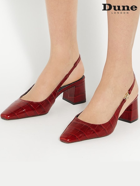 Dune London Red Contact Branded Block Slingback Court Heels (AV6387) | $94