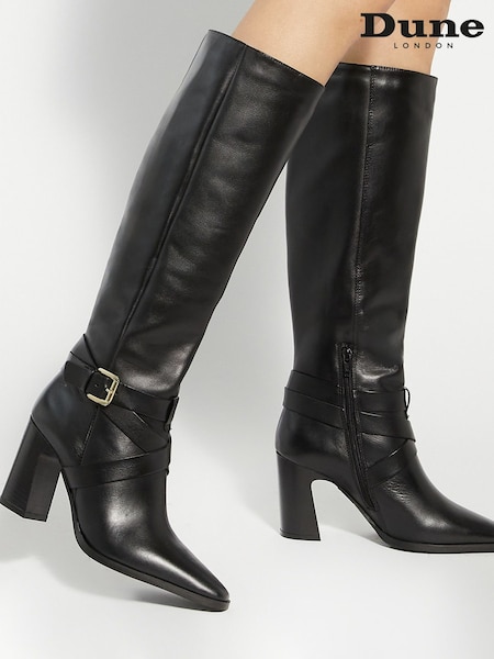 Dune London Black Solanna Knee High Boots (AV6388) | €165