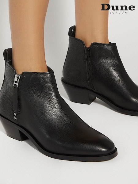 Dune London Black Pear Flat Ankle Boots (AV6389) | €82