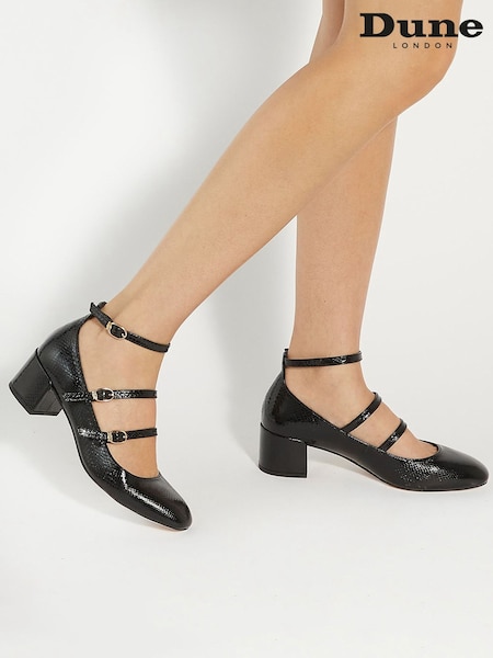 Черный - Dune London Approach Triple Strap Maryjane Low Court Heels (AV6394) | €59