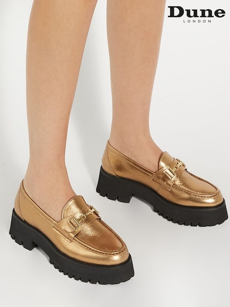 Dune London Gold Groundbreaking Chunky Branded Loafers (AV6401) | €79