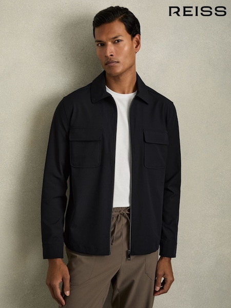 Reiss Navy Ascend Technical Zip-Through Overshirt (AV6518) | €203