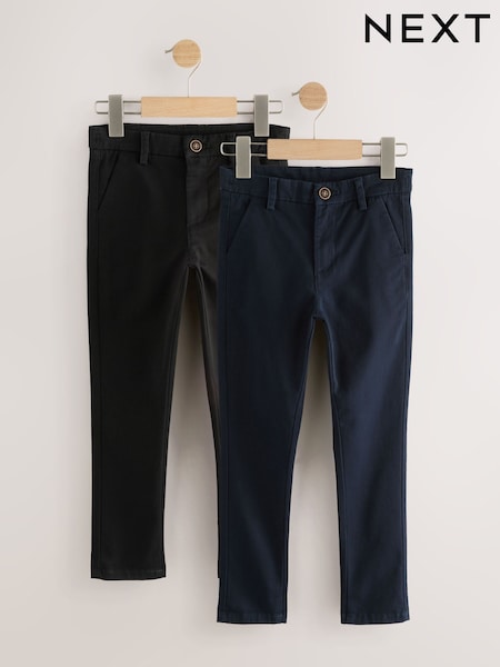 Negro/azul marino - Stretch Chino Trousers 2 Pack (3-17yrs) (AV6535) | 30 € - 44 €