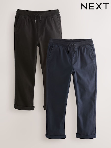 Schwarz/Marineblau - Rib Waist Pull-On Trousers 2 Pack (3-16yrs) (AV6537) | 40 € - 54 €