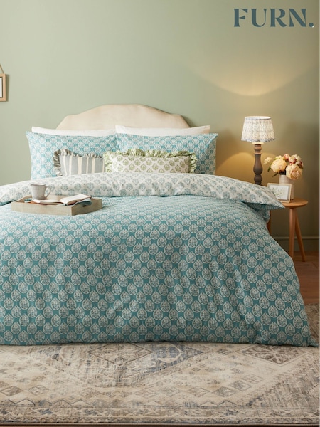 Furn Blue Krissa Block Print Duvet Set (AV6544) | €23 - €49