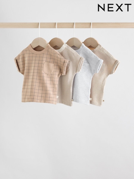 Бежевий - Baby Short Sleeve T-Shirts 4 Pack Set (0mths-2yrs) (AV6545) | 741 грн - 823 грн