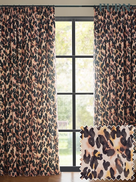 Furn Multi Leopard Print Pencil Pleat Curtain (AV6548) | SGD 89 - SGD 190