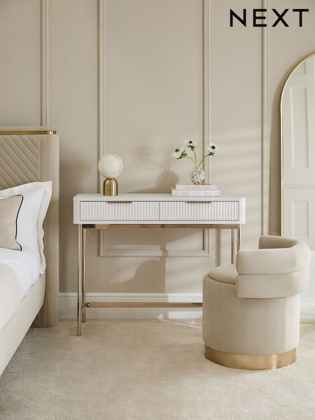 White Emilie Oak Effect 2 Drawer Console Dressing Table (AV6590) | €340