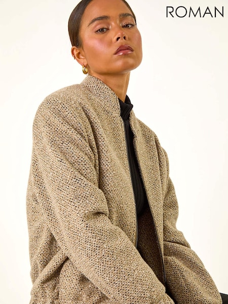 Natural - Roman Mărime mică texturată bomber Stil Jachetă (AV6687) | 484 LEI
