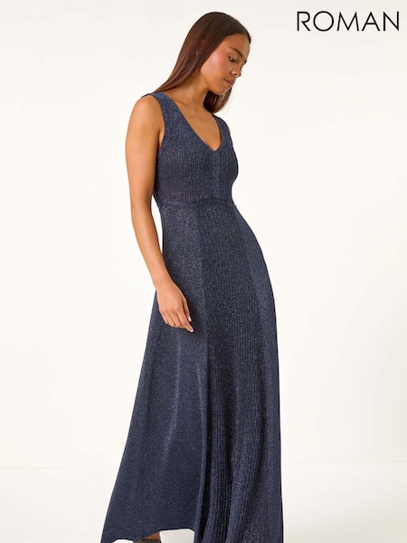 Roman Petite Metallic Knit Midi Dress (AV6702) | €93