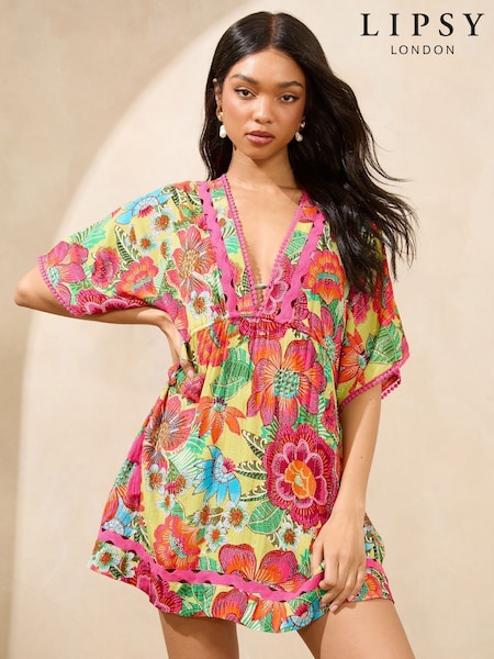 Lipsy Printed Kaftan with Ric Rac Trim (AV6731) | €60