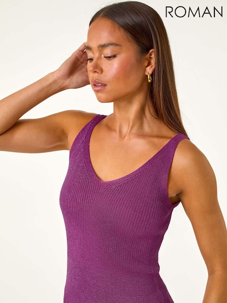 Vaaleanpunainen - Roman Ribbed Shimmer Knit Liivi (AV6754) | €50