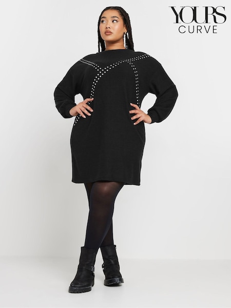 Yours Curve Black Asymetric Studded Dress (AV6843) | €56