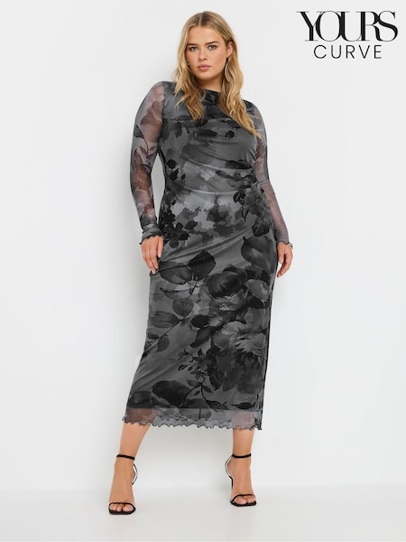 Yours Curve Limited Floral Mesh Dress (AV6864) | €61