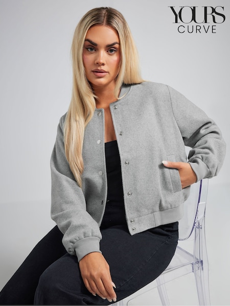 אפור - Yours Curve Limited Bomber Jacket (AV6872) | ‏277‏₪