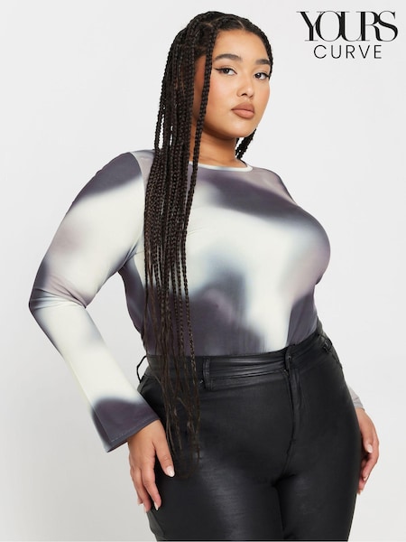 Yours Curve Limited Blur Long Sleeve Top (AV6877) | R$ 325