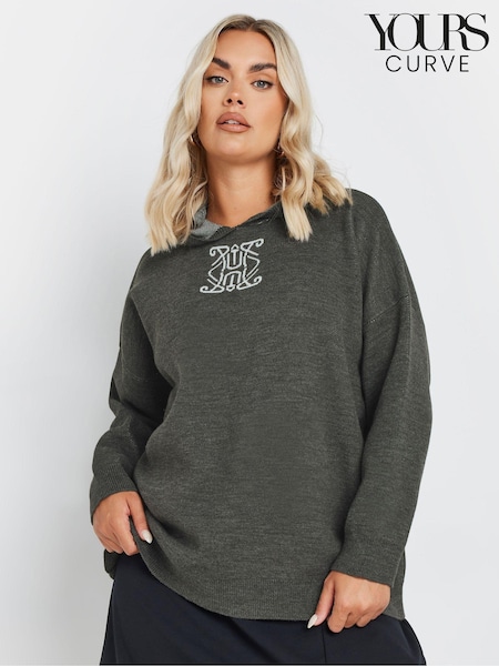 Yours Curve Grey Limited Knitted Hoodie (AV6880) | €50