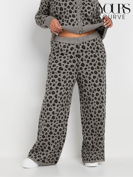 Gri - Pantaloni largi Yours Curve Limited cu imprimeu leopard (AV6888) | 246 LEI