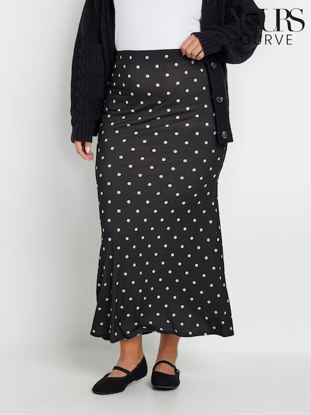Yours Curve Limited Polka Dot Fishtail Skirt (AV6967) | ‏166‏₪