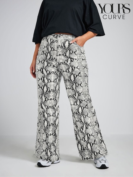 Yours Curve Grey Limited Snake Print Jeans (AV6979) | $96
