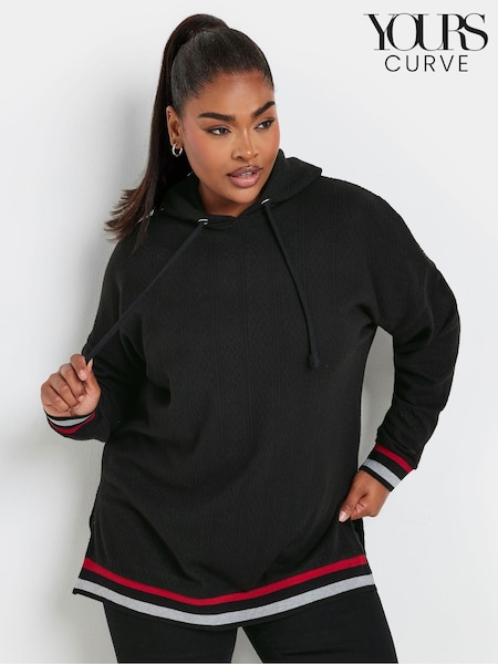 Yours Curve Black Structured Hoodie (AV6986) | $54