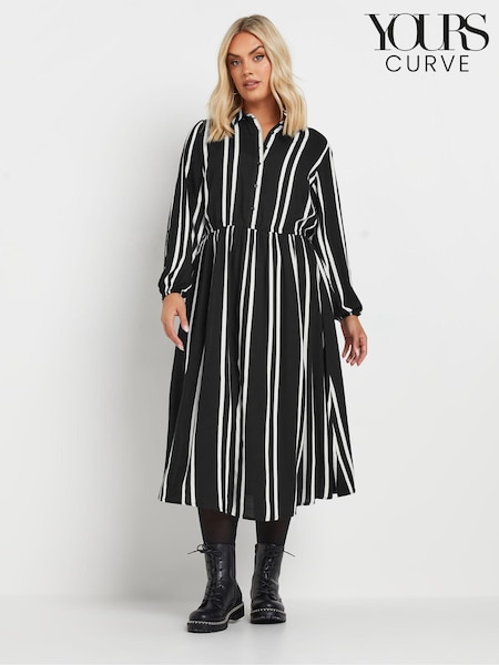 Yours Curve Black Long Sleeve Stripe Shirt Dress (AV6989) | 2,223 UAH