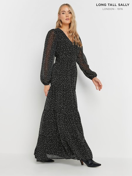Long Tall Sally Chiffon Spot Tiered Maxi Dress (AV6991) | €66