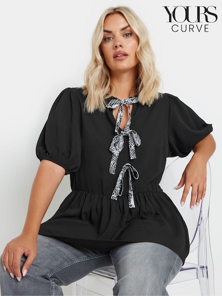 Yours Curve Limited Snake Print Bow Top (AV6995) | €44