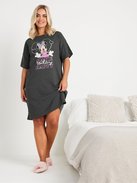 Yours Curve Grey Disney Minnie Mouse Make Today Happy Sleep T-Shirt Nightdress (AV6996) | €34