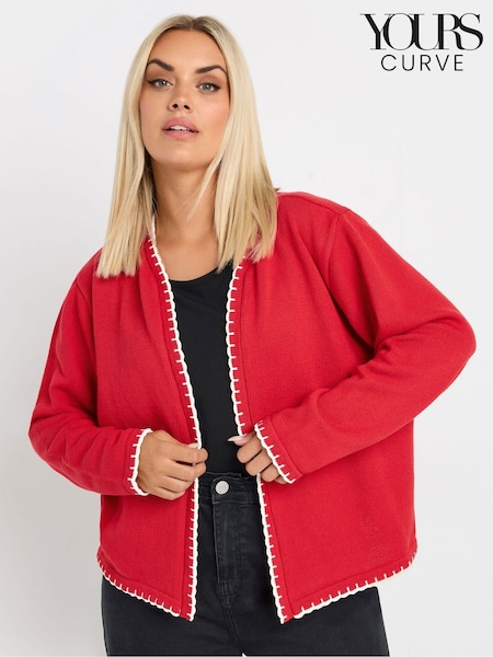 rdeča - Yours Curve Scalloped Edge Short Cardigan (AV7007) | € 45