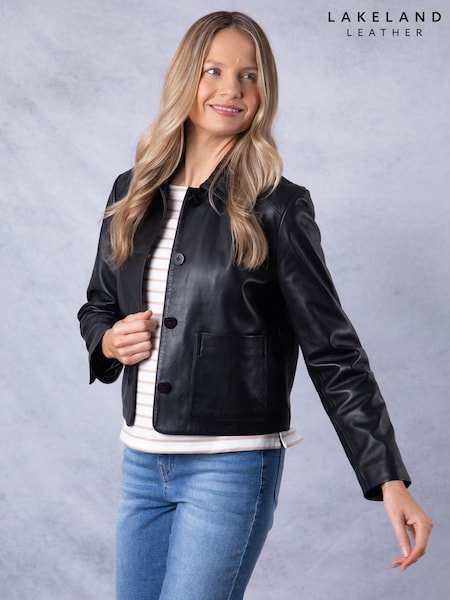 Lakeland Leather Black Kendal Collared Jacket (AV7114) | ₪1,252