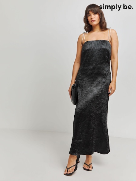 Simply Be Black Liquid Satin Slip Dress (AV7142) | €64