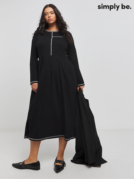 Simply Be Black Exposed Seam Midi Dress (AV7146) | €50