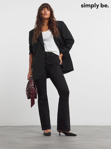 שחור - Simply Be 24/7 Flare Jeans (AV7149) | ‏141‏₪
