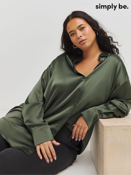 Simply Be Green Satin Shirt (AV7176) | $34