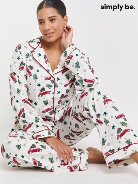 Simply Be White Pretty Secrets White Novelty Christmas 100% Cotton Pyjama Set (AV7188) | €28