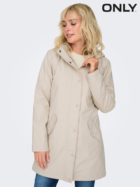 ONLY Natural Teddy Lined Hooded Raincoat (AV7199) | ₪292