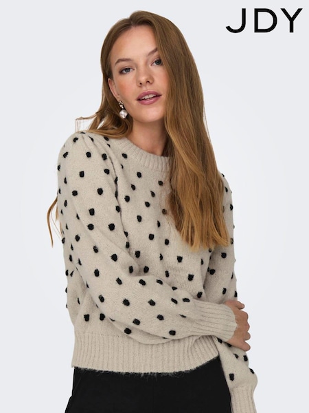 JDY Grey Spot Knitted Puff Long Sleeves Jumper (AV7201) | ₪176