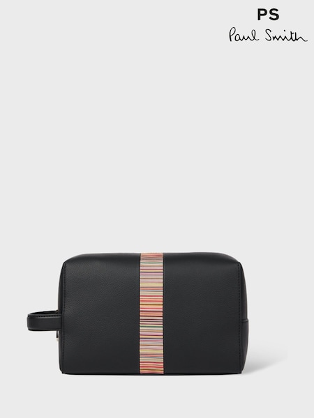 PS Paul Smith Signature Stripe Leather Black Washbag (AV7231) | 1,303 LEI